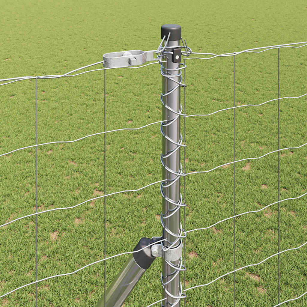 Ograda s postovima Srebrno 1,5 x 10 m Čelik i PVC