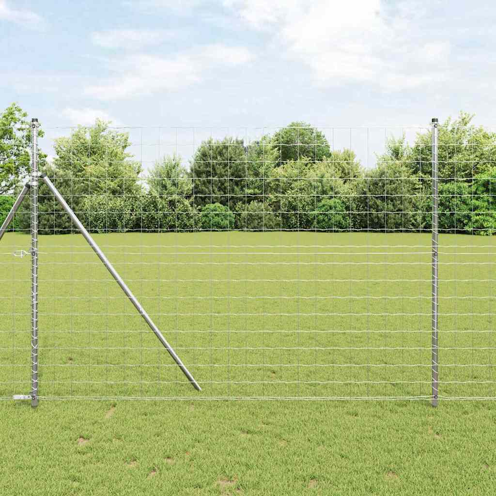 Ograda s postovima Srebrno 1,5 x 10 m Čelik i PVC