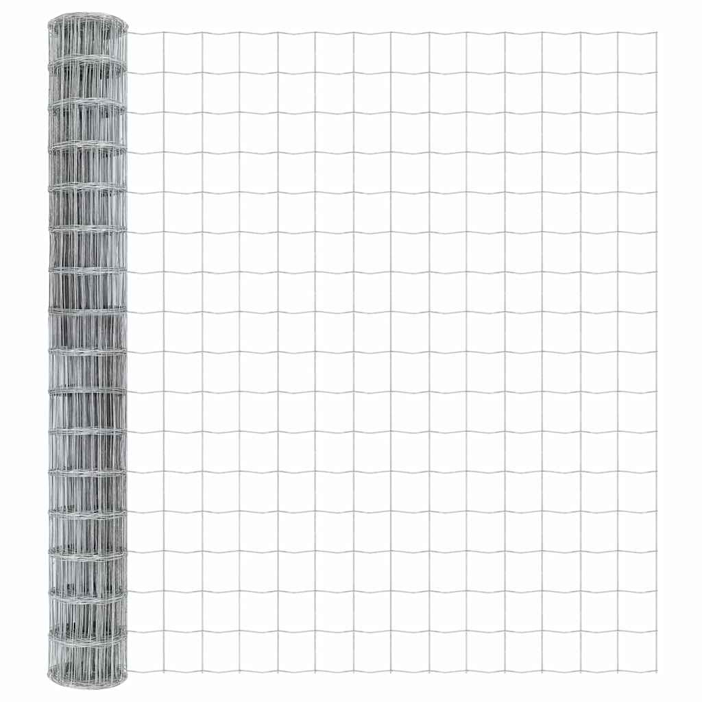 Ograda s postovima Srebrno 1,5 x 10 m Čelik i PVC