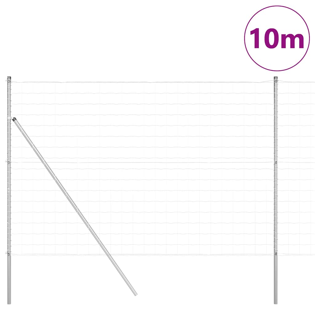 Ograda s postovima Srebrno 1,5 x 10 m Čelik i PVC