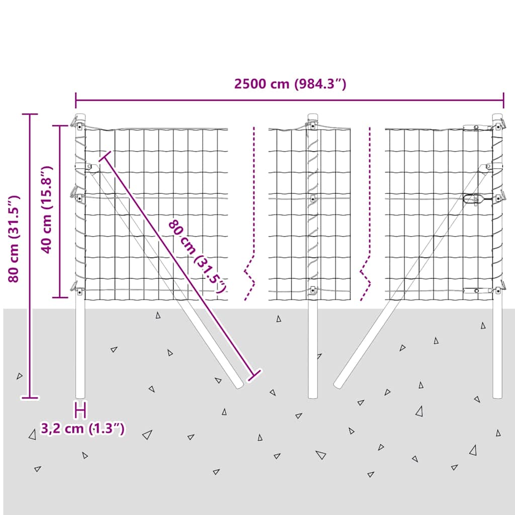 Ograda s postovima Srebrno 0,4 x 25 m Čelik i PVC