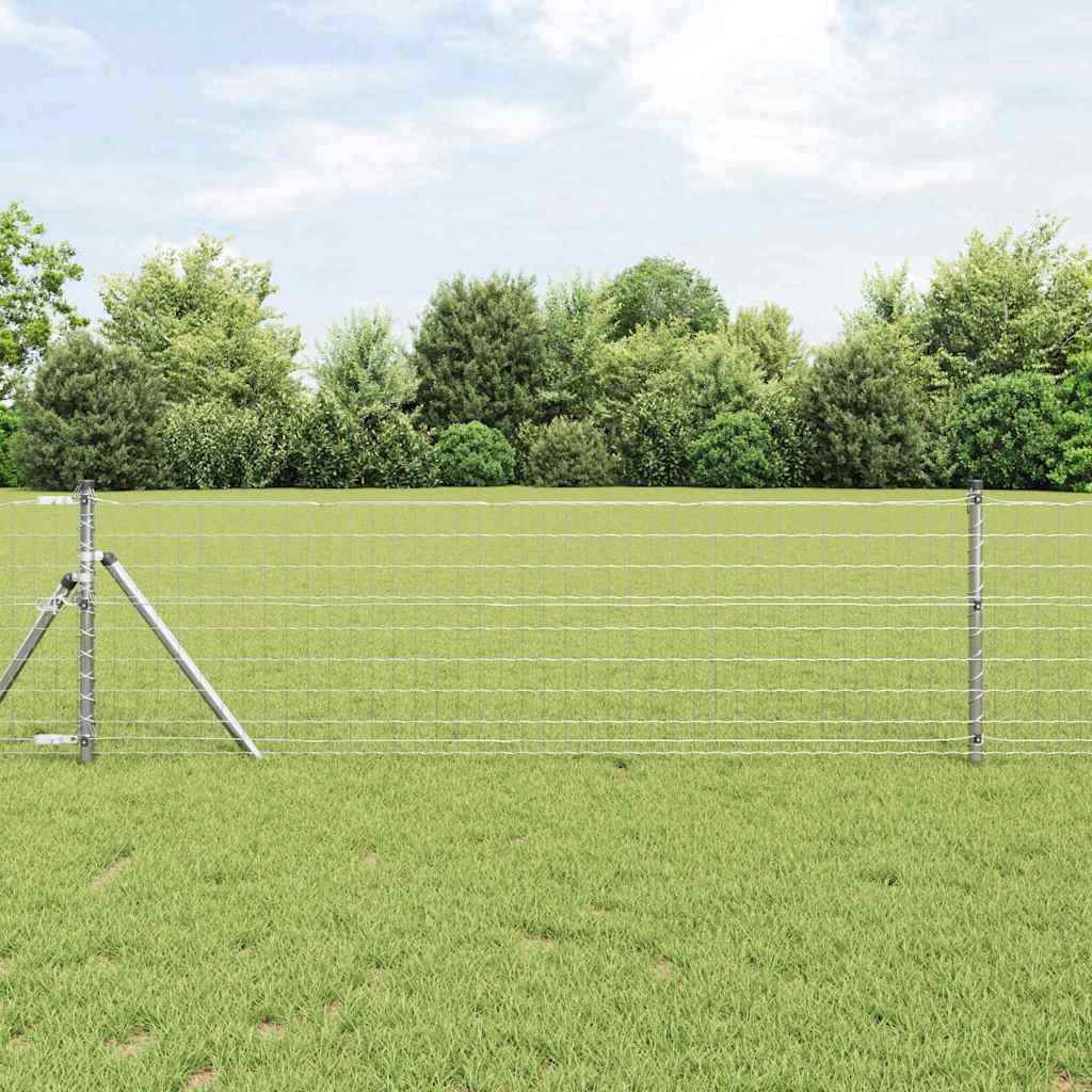 Ograda s postovima Srebrno 0,6 x 25 m Čelik i PVC