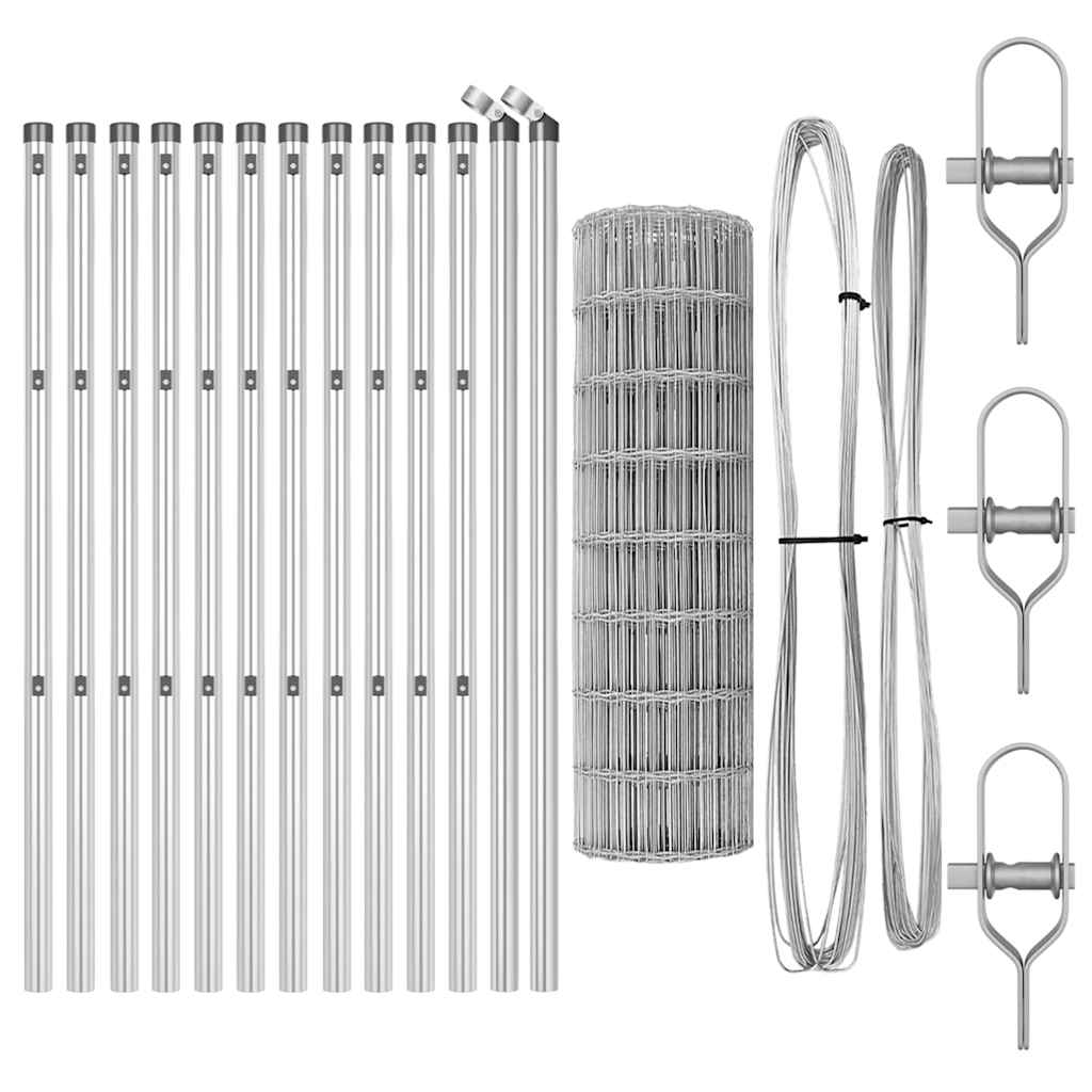 Ograda s postovima Srebrno 0,6 x 25 m Čelik i PVC