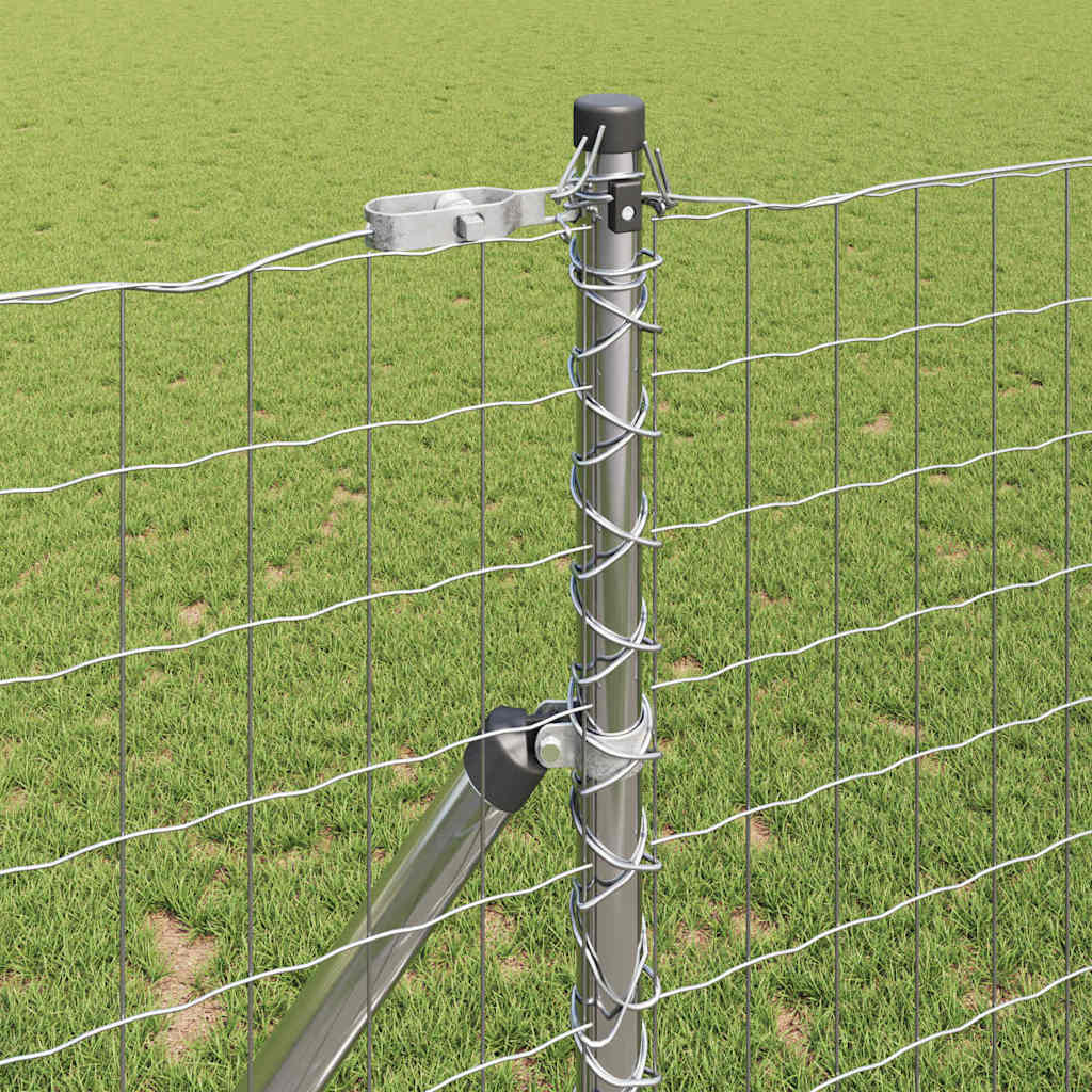 Ograda s postovima Srebrno 1 x 25 m Čelik i PVC