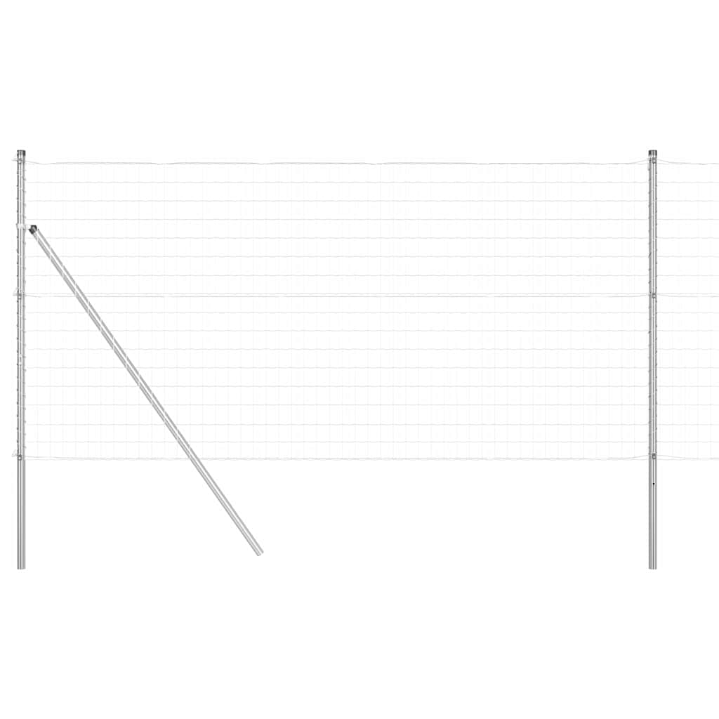 Ograda s postovima Srebrno 1 x 25 m Čelik i PVC