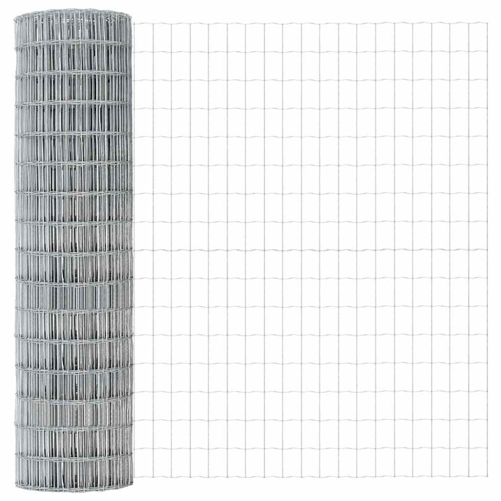 Ograda s postovima Srebrno 1 x 25 m Čelik i PVC