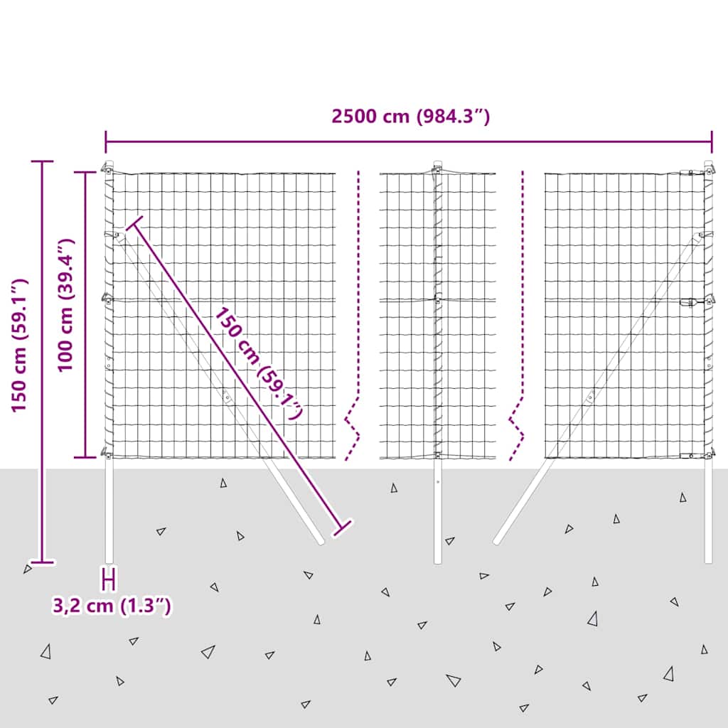 Ograda s postovima Srebrno 1 x 25 m Čelik i PVC
