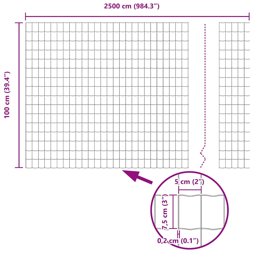 Ograda s postovima Srebrno 1 x 25 m Čelik i PVC