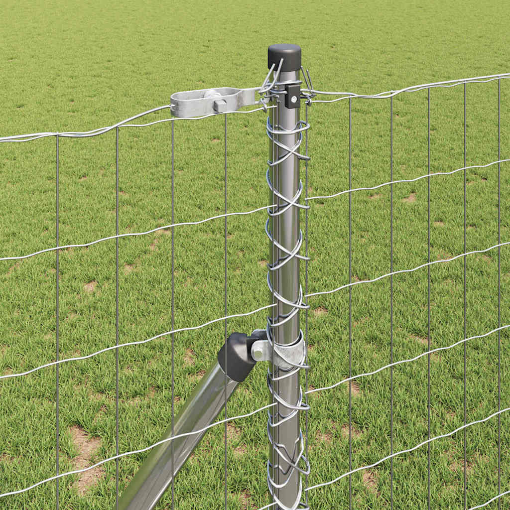 Ograda s postovima Srebrno 1 x 25 m Čelik i PVC