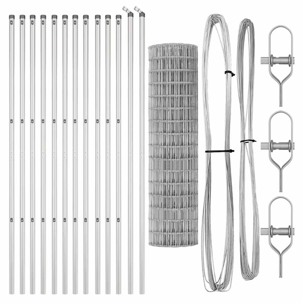 Ograda s postovima Srebrno 1,2 x 25 m Čelik i PVC