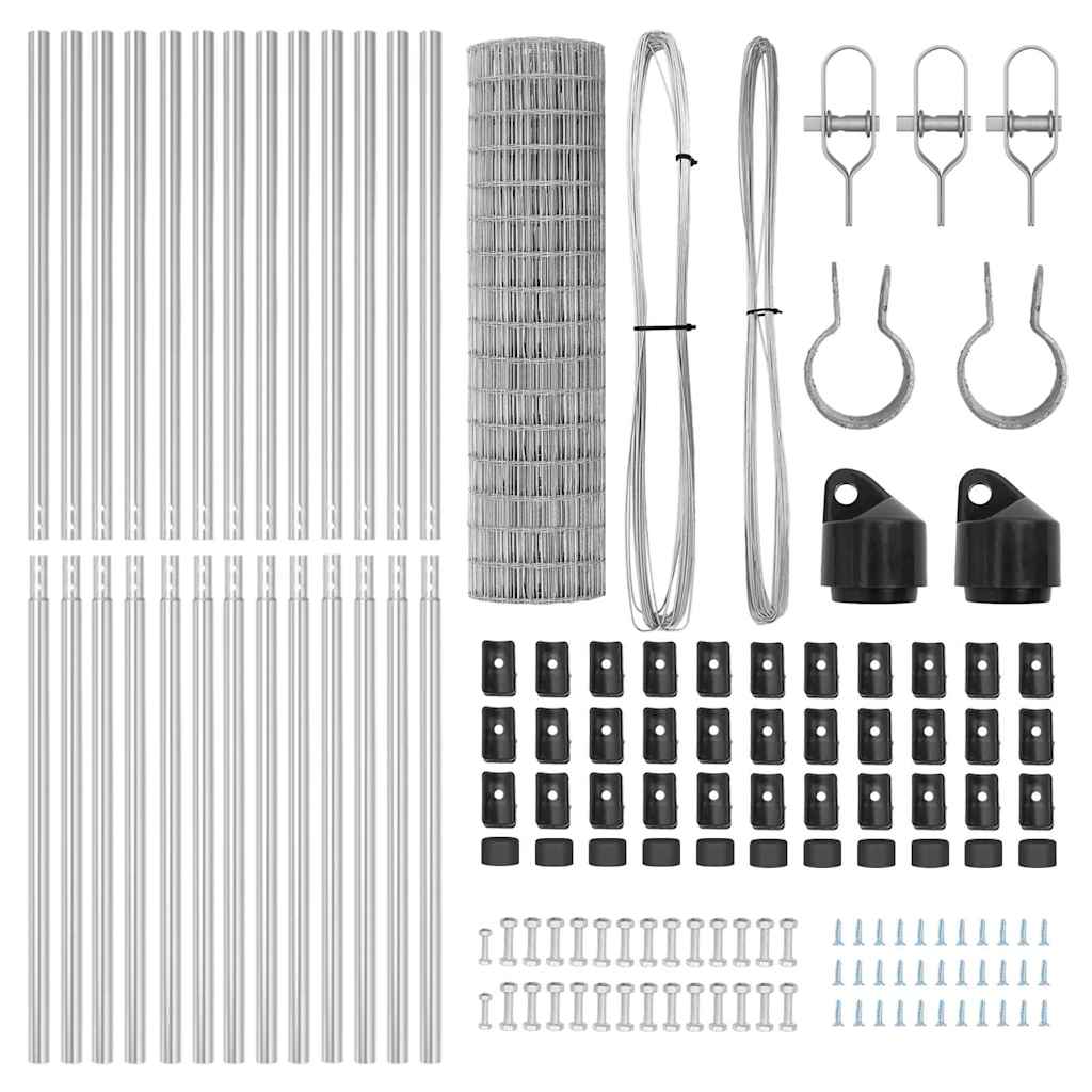 Ograda s postovima Srebrno 1,2 x 25 m Čelik i PVC