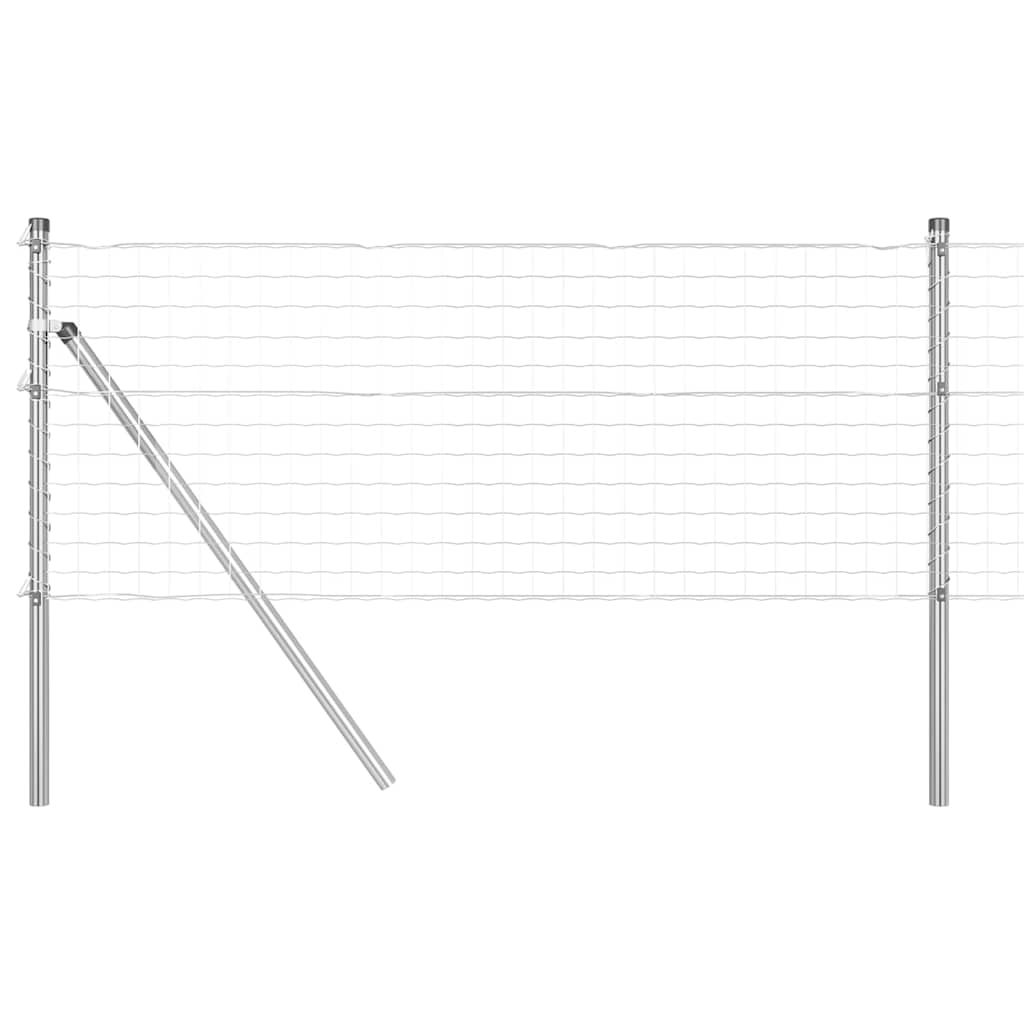 Ograda s postovima Srebrno 0,4 x 50 m Čelik i PVC