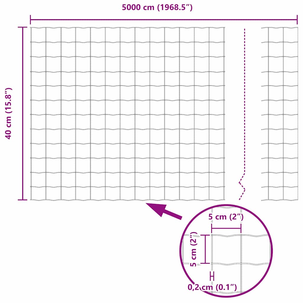 Ograda s postovima Srebrno 0,4 x 50 m Čelik i PVC