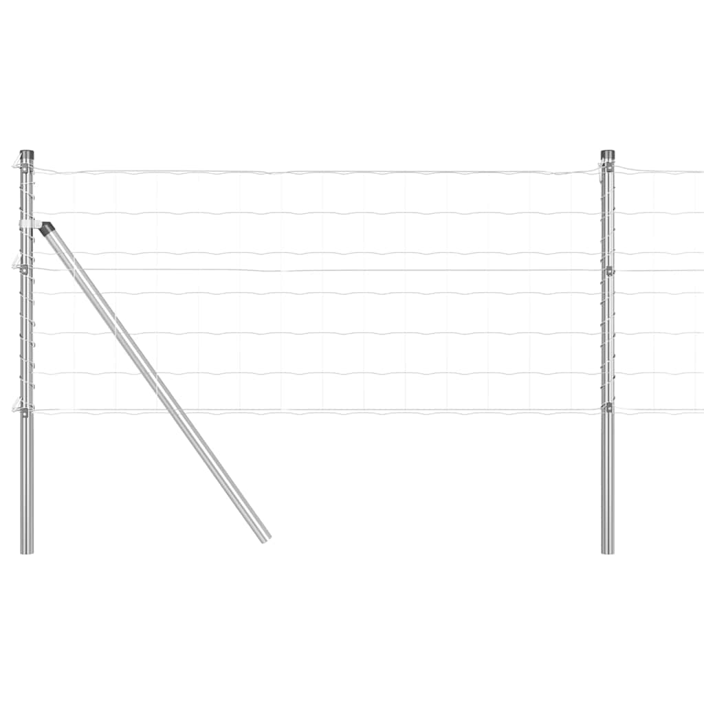 Ograda s postovima Srebrno 0,4 x 50 m Čelik i PVC