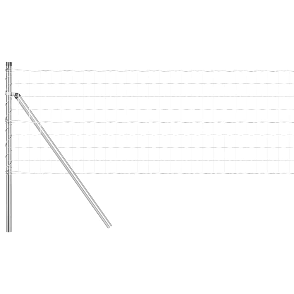 Ograda s postovima Srebrno 0,4 x 10 m Čelik i PVC