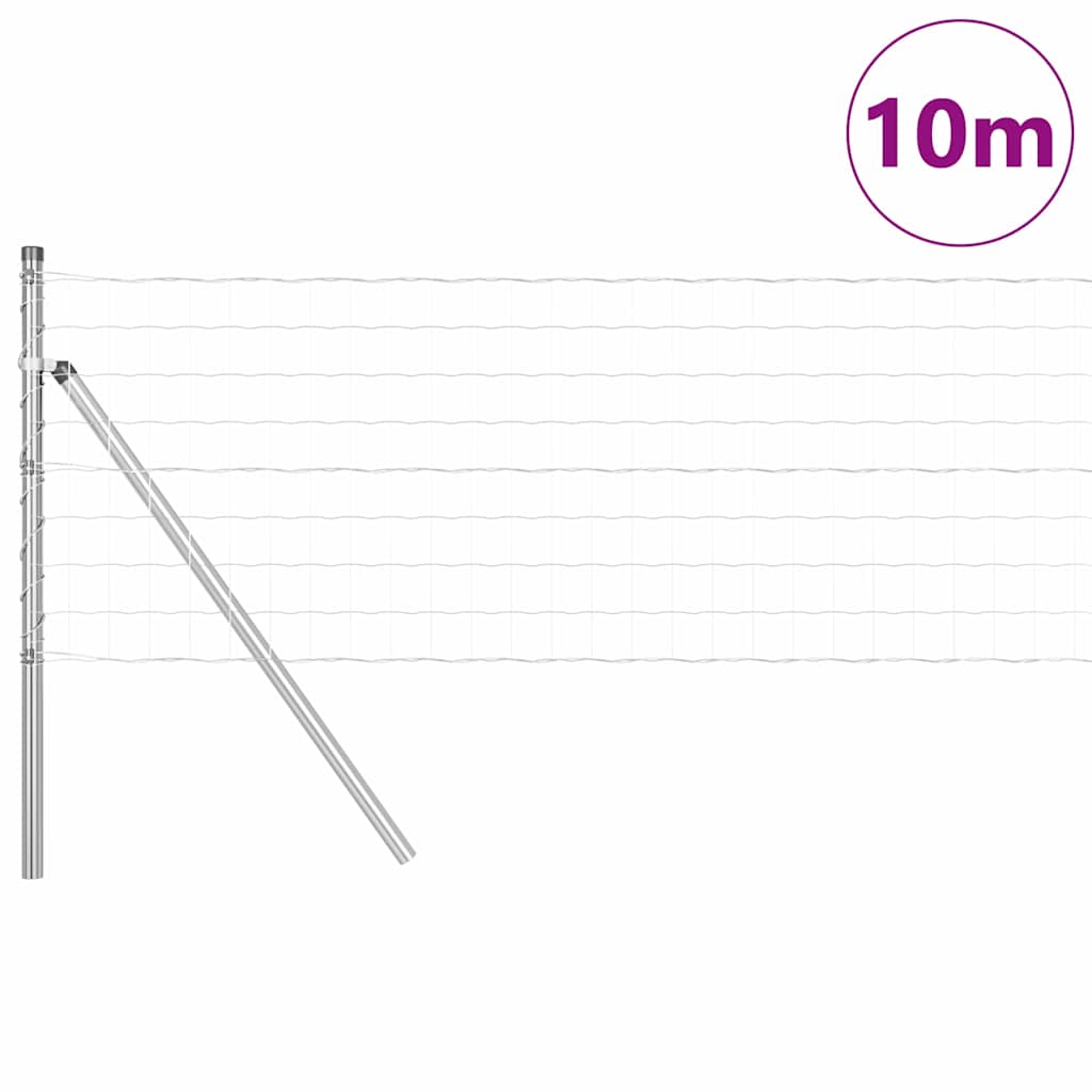Ograda s postovima Srebrno 0,4 x 10 m Čelik i PVC
