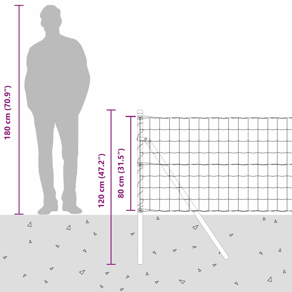 Ograda s postovima Srebrno 0,8 x 10 m Čelik i PVC