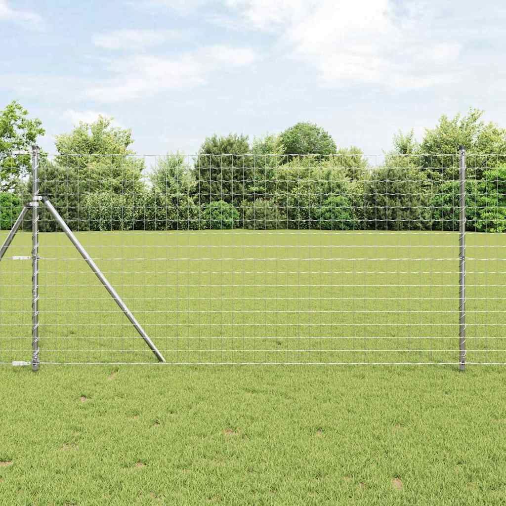 Ograda s postovima Srebrno 1 x 10 m Čelik i PVC