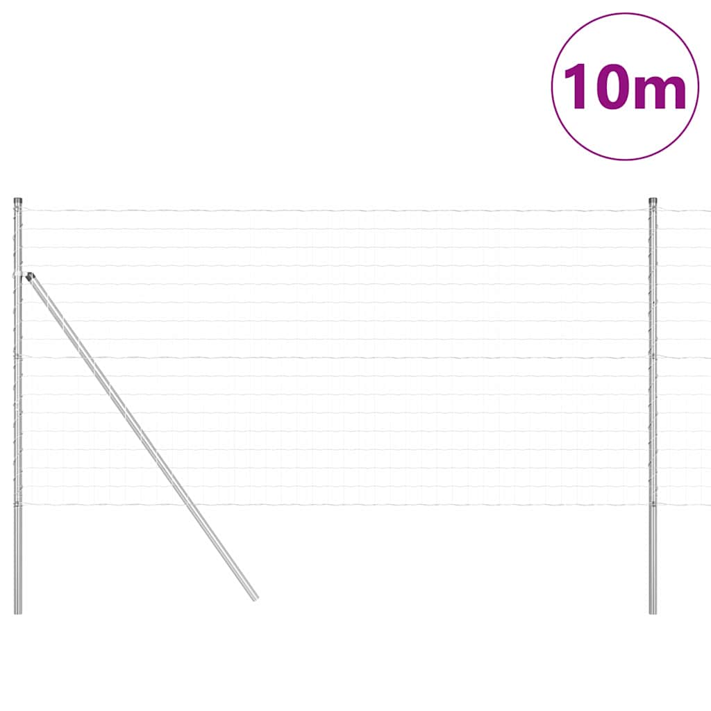Ograda s postovima Srebrno 1 x 10 m Čelik i PVC