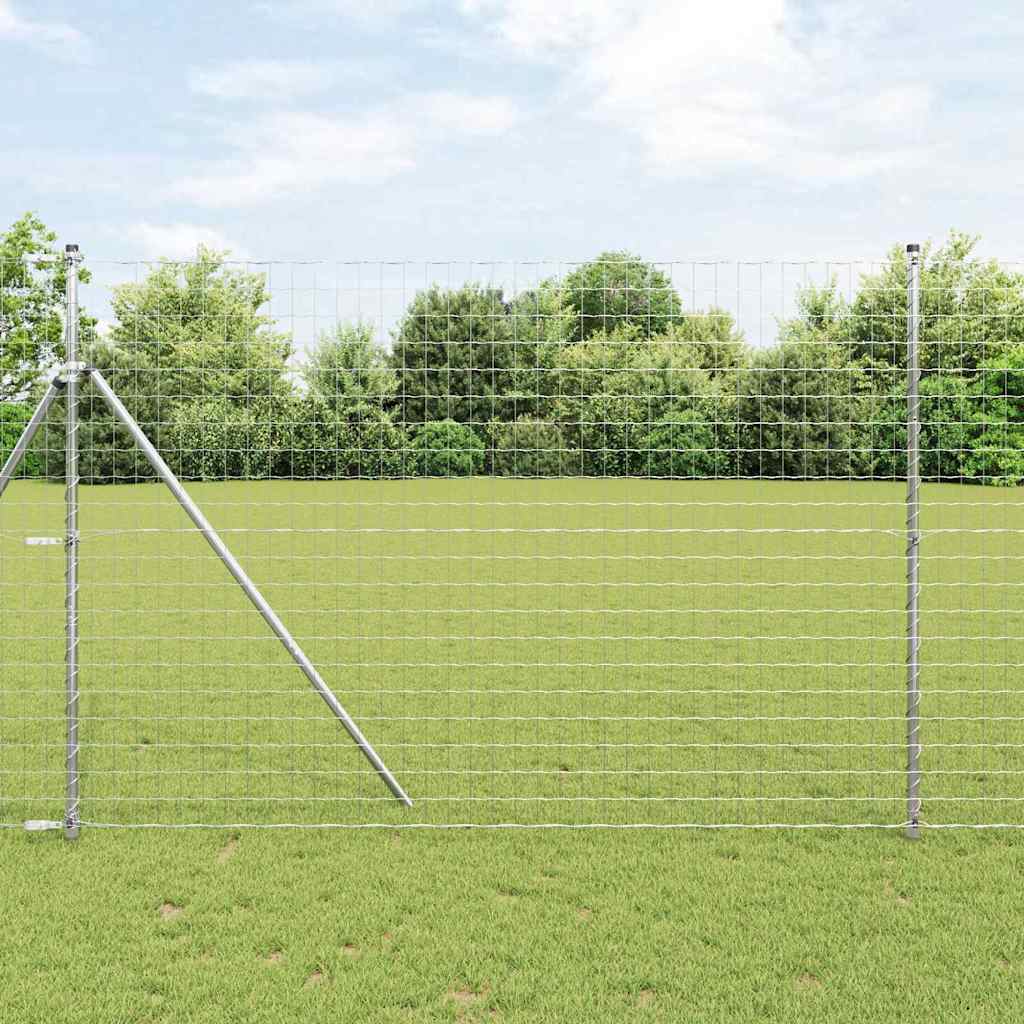Ograda s postovima Srebrno 1,6 x 10 m Čelik i PVC