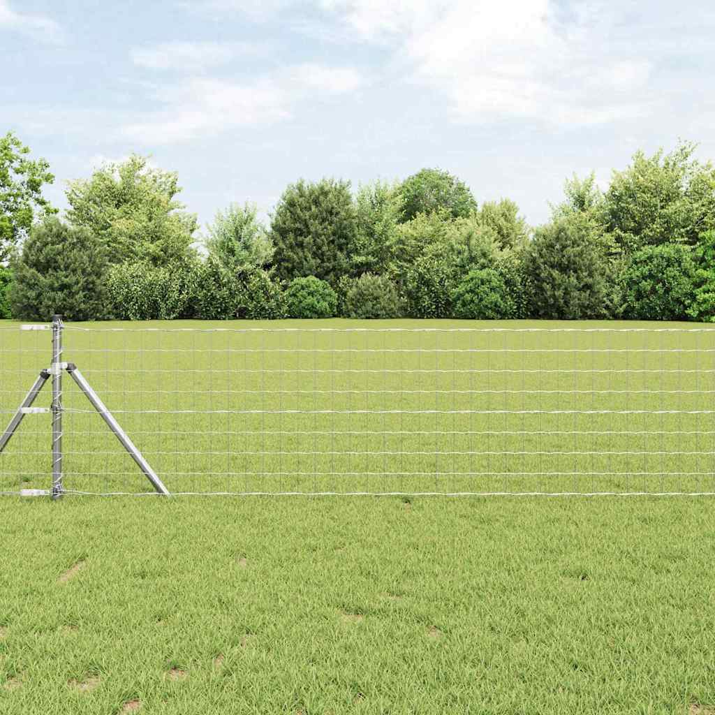 Ograda s postovima Srebrno 0,4 x 50 m Čelik i PVC