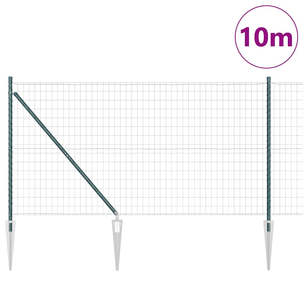 Ograda s postovima Zelena 1,2 x 10 m Čelik i PVC