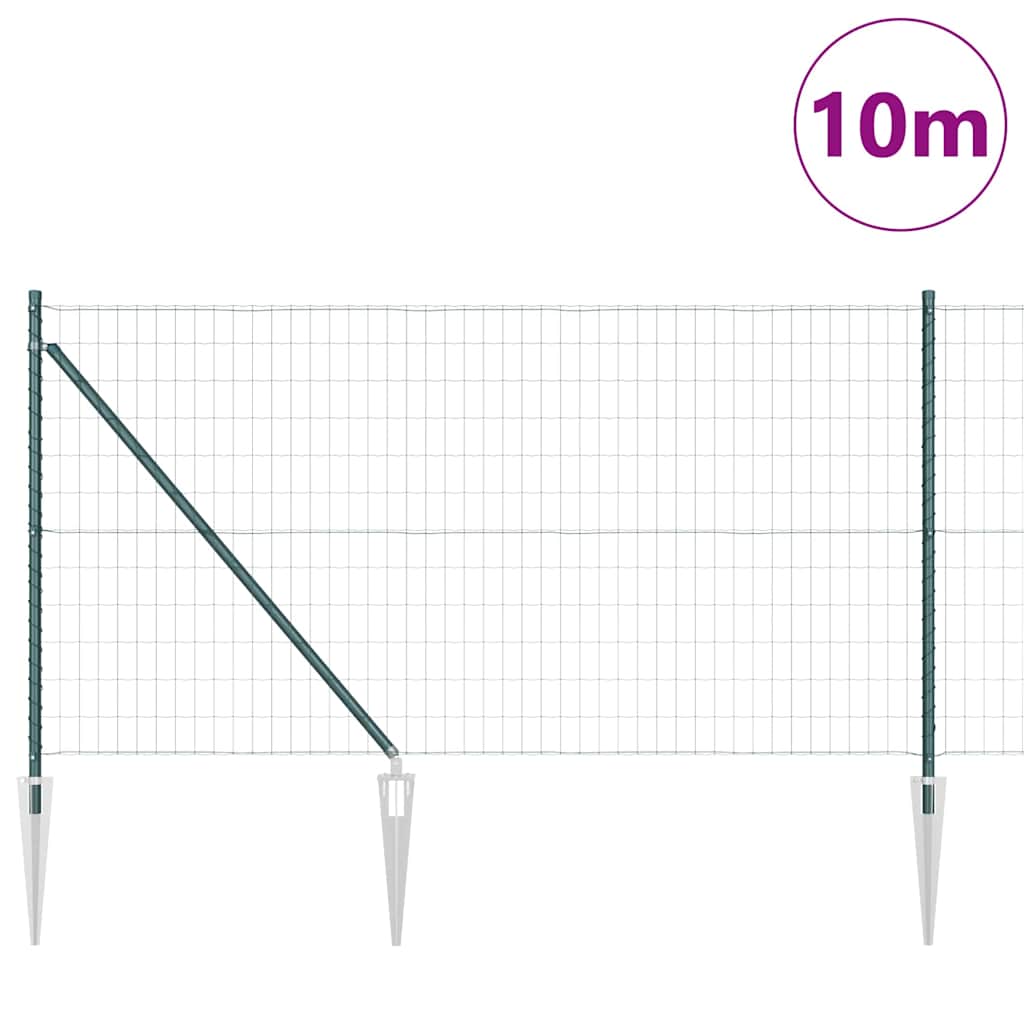 Ograda s postovima Zelena 1 x 10 m Čelik i PVC