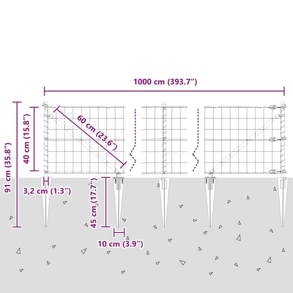 Ograda s postovima Zelena 0,4 x 10 m Čelik i PVC