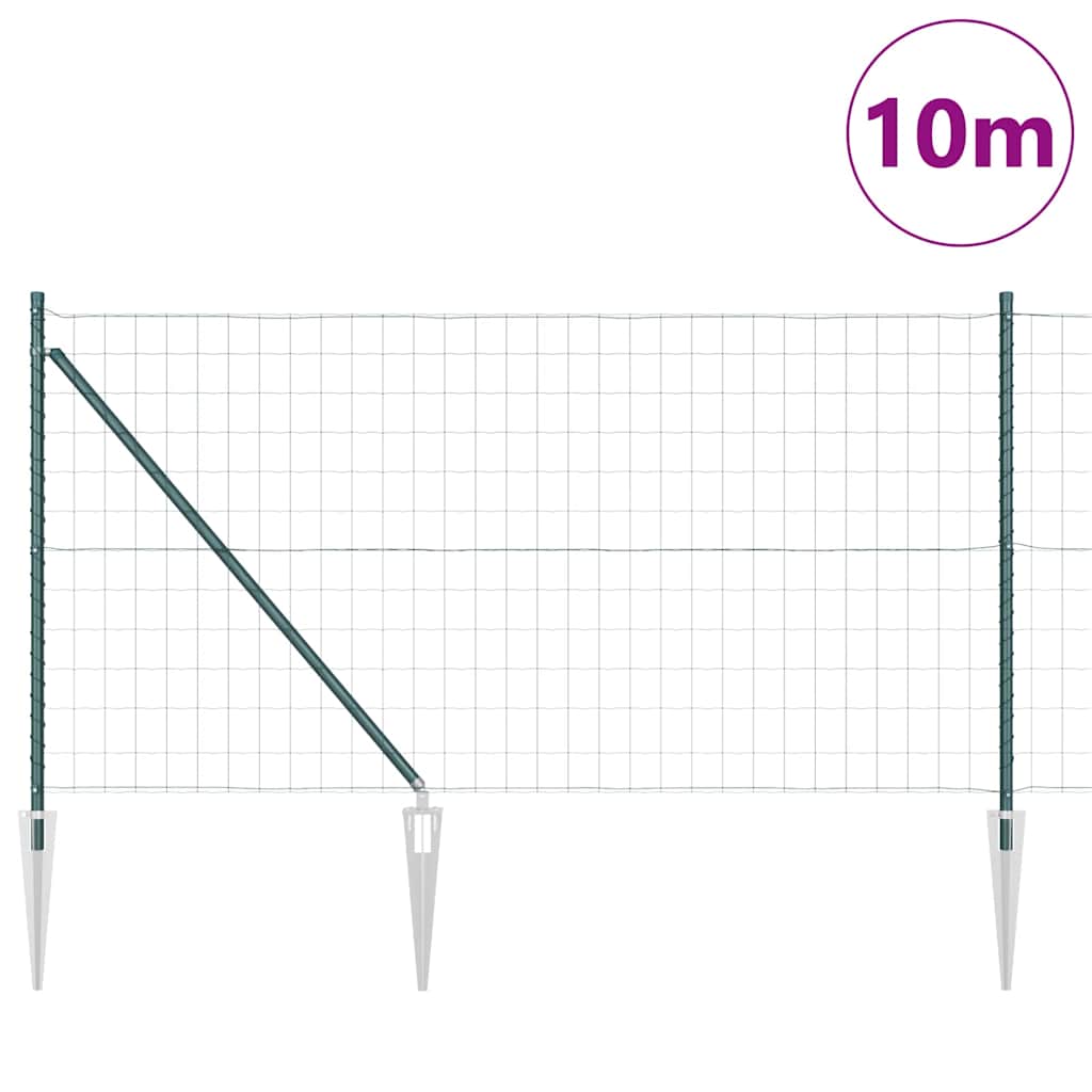 Ograda s postovima Zelena 1 x 10 m Čelik i PVC
