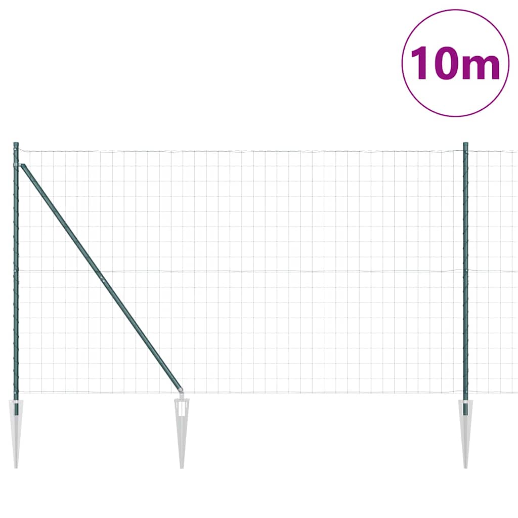 Ograda s postovima Zelena 1,6 x 10 m Čelik i PVC