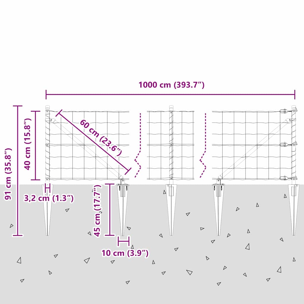 Ograda s postovima Zelena 0,4 x 10 m Čelik i PVC