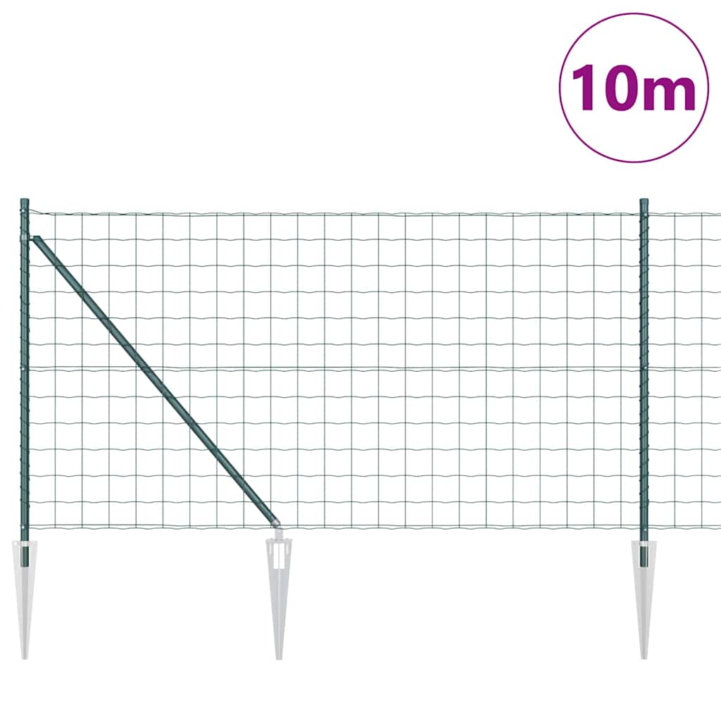 Ograda s postovima Zelena 1 x 10 m Čelik