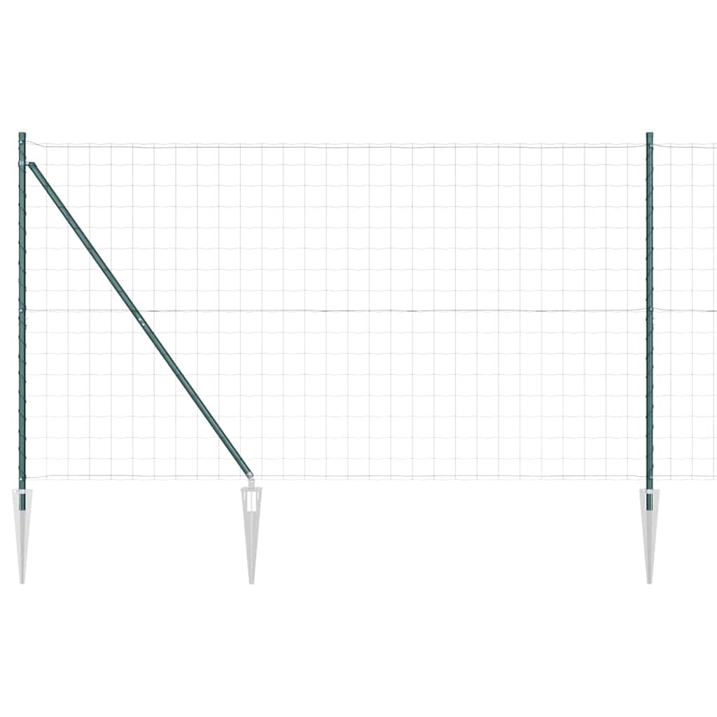 Ograda s postovima Zelena 1,5 x 10 m Čelik