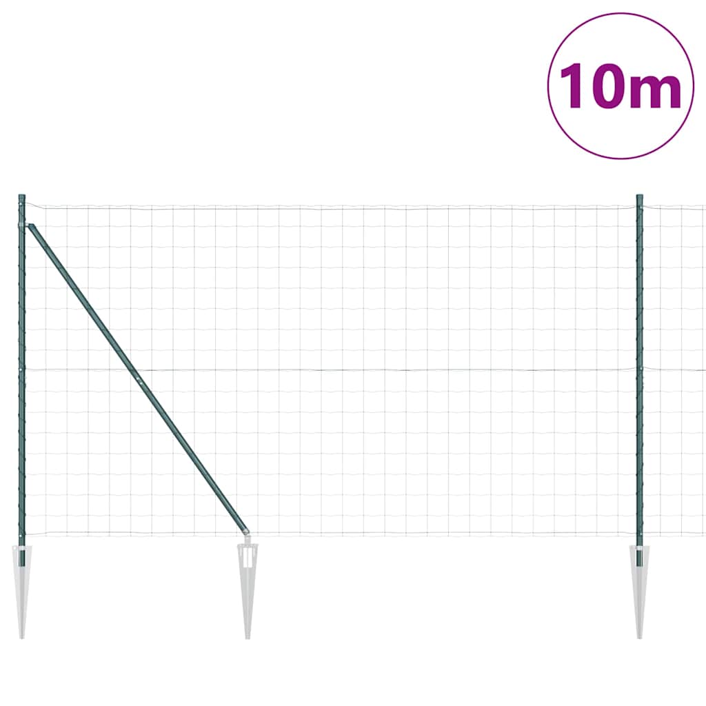 Ograda s postovima Zelena 1,5 x 10 m Čelik