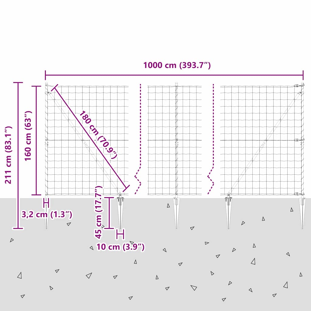 Ograda s postovima Zelena 1,6 x 10 m Čelik i PVC