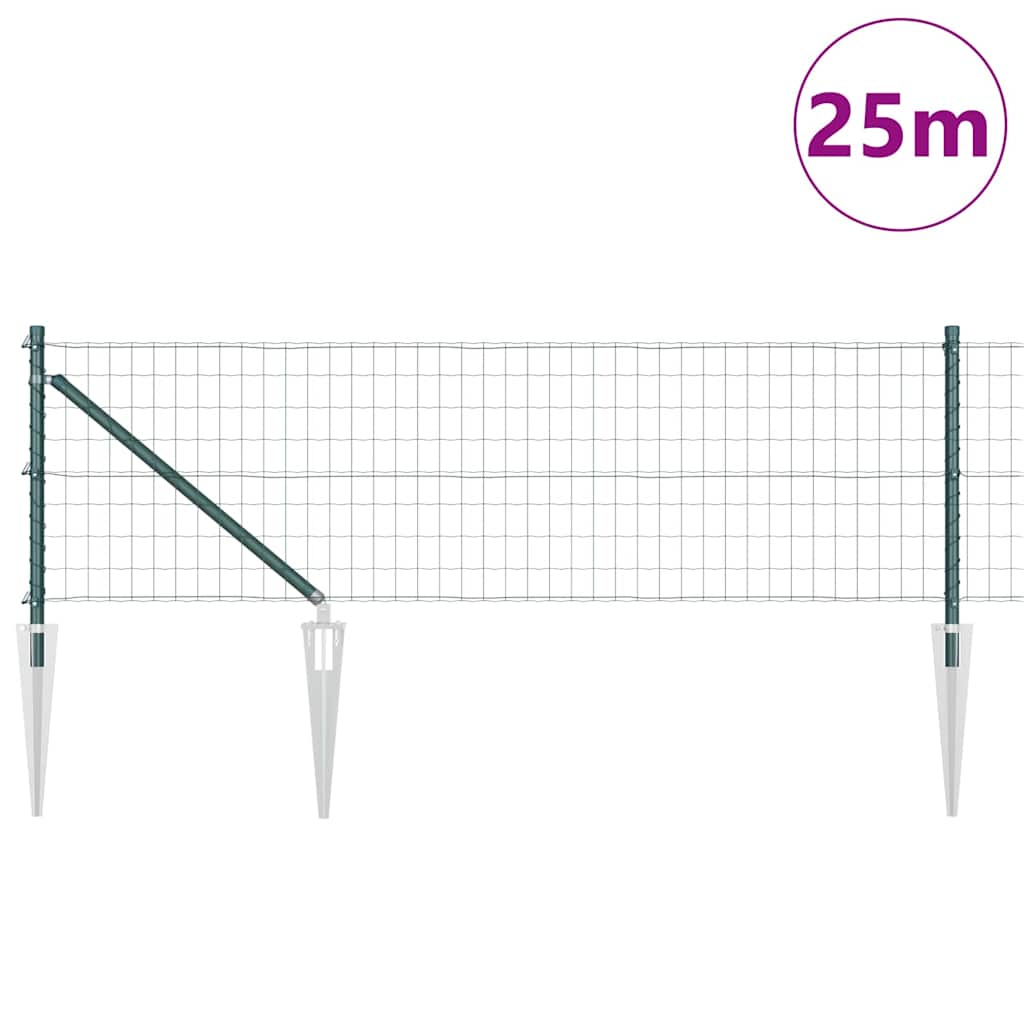 Euro ograda s špicama 25 x 0,8 m Čelik premazan PVC-om Zelena