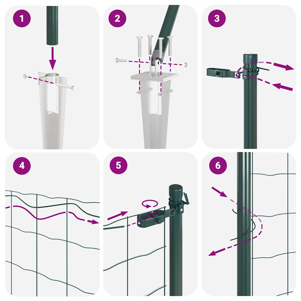 Ograda s postovima Zelena 0,4 x 25 m Čelik i PVC