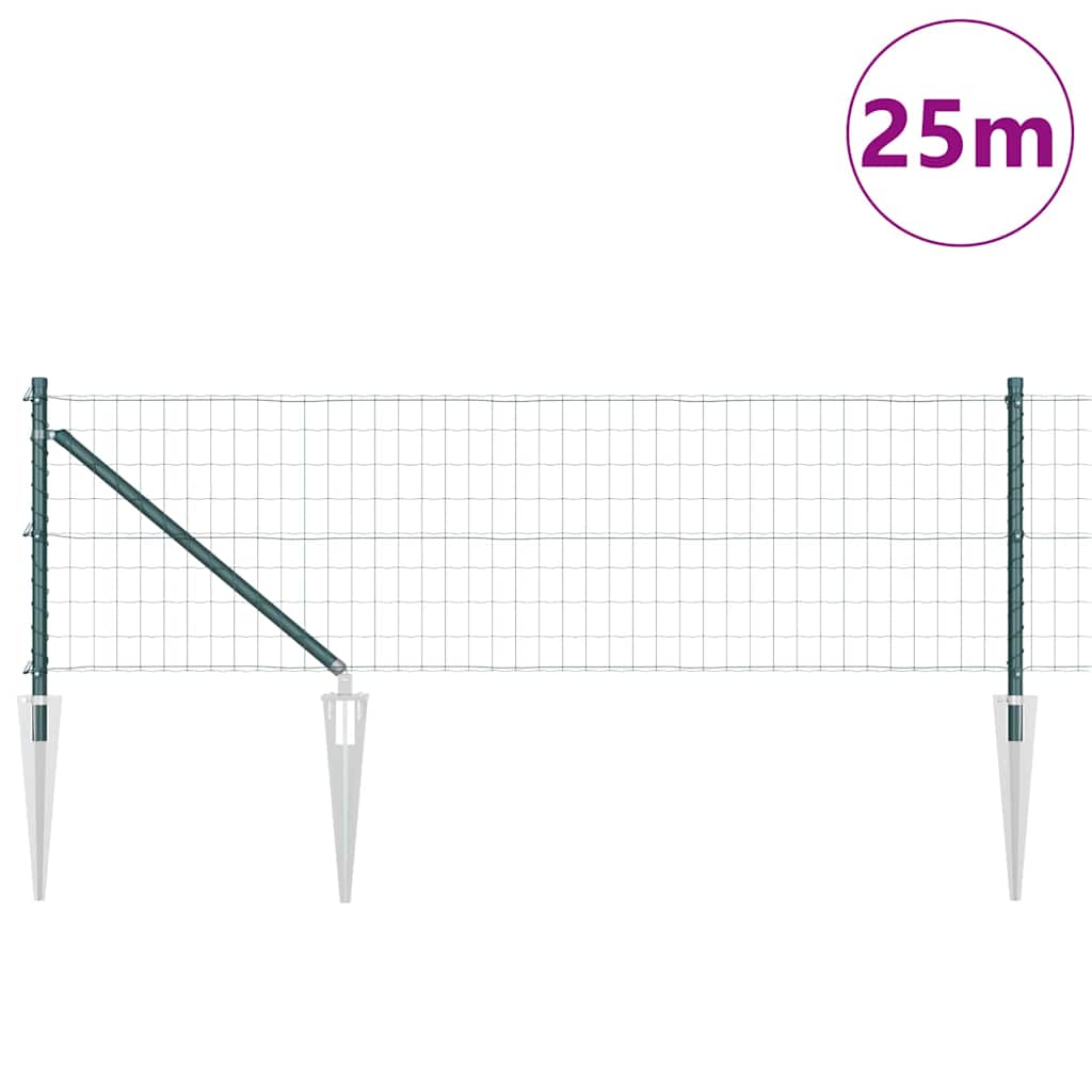 Ograda s postovima Zelena 0,8 x 25 m Čelik i PVC