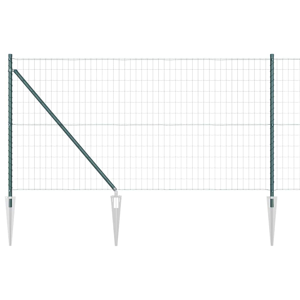 Ograda s postovima Zelena 1 x 25 m Čelik i PVC