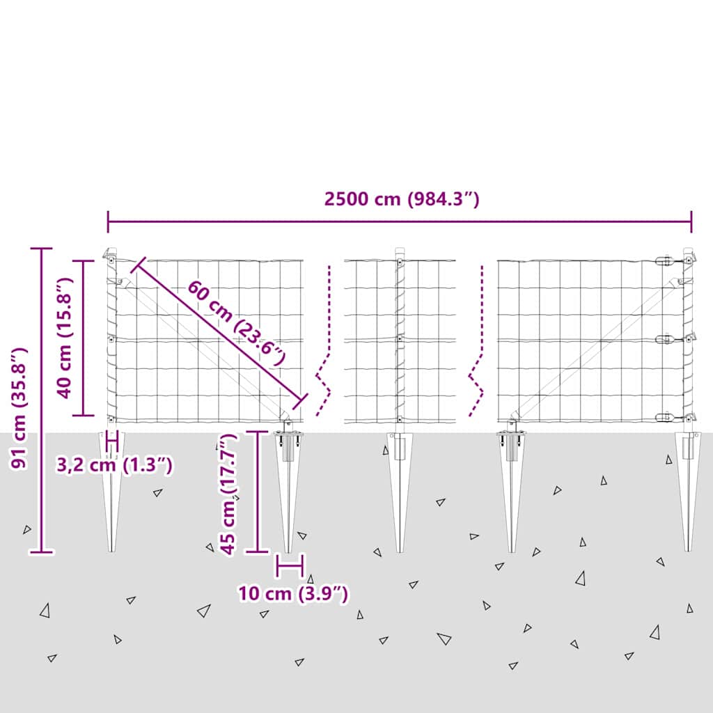 Ograda s postovima Zelena 0,4 x 25 m Čelik i PVC