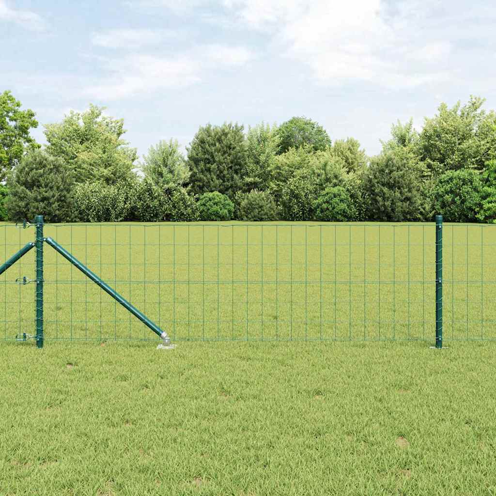 Ograda s postovima Zelena 0,8 x 25 m Čelik i PVC