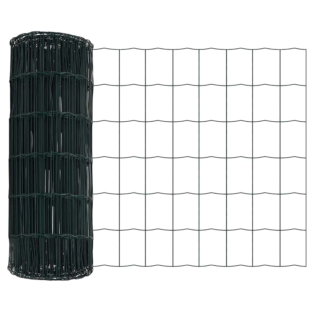 Ograda s postovima Zelena 0,8 x 25 m Čelik i PVC
