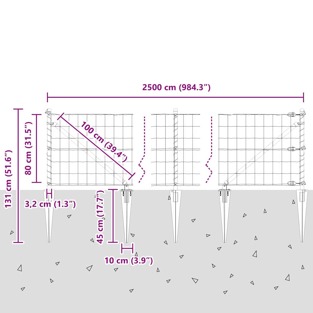 Ograda s postovima Zelena 0,8 x 25 m Čelik i PVC