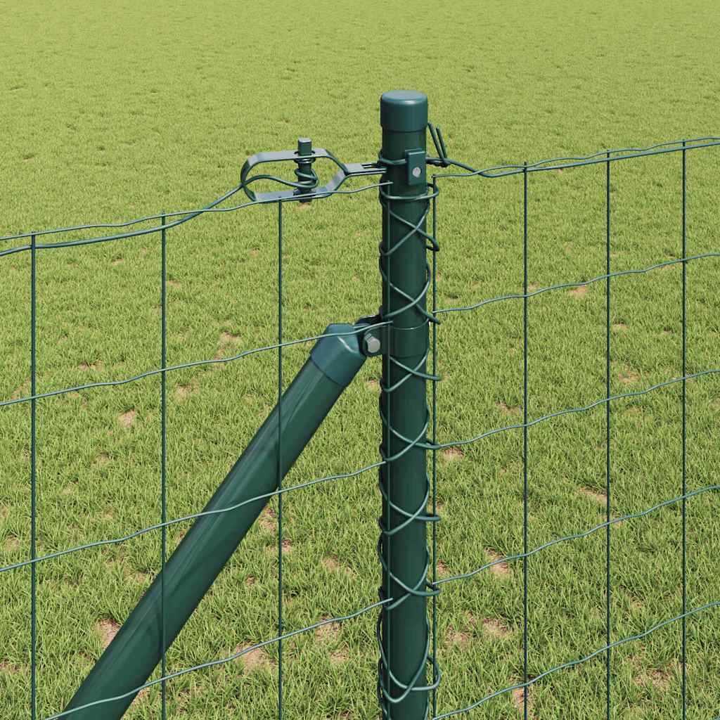 Ograda s postovima Zelena 1 x 25 m Čelik i PVC