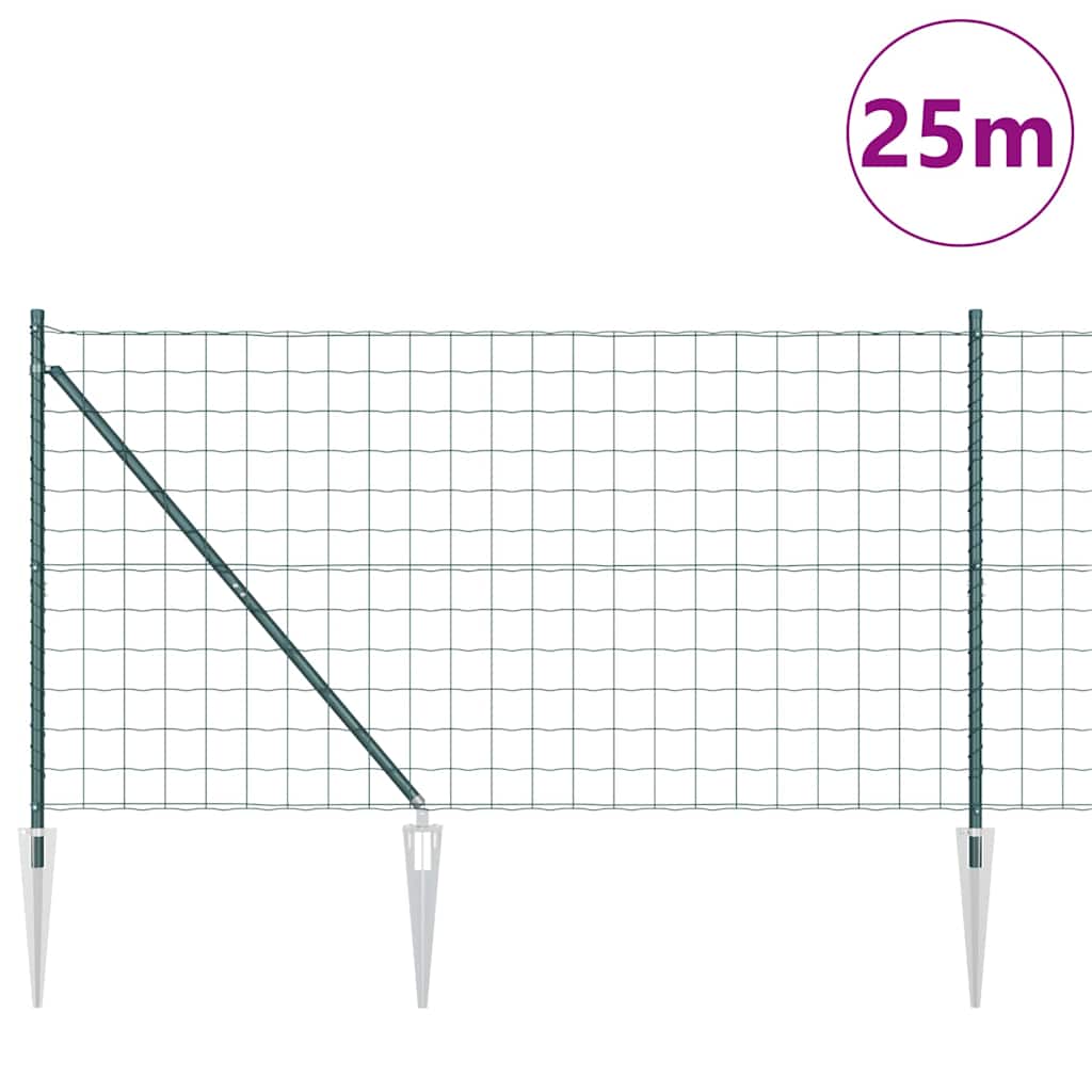 Ograda s postovima Zelena 1,2 x 25 m Čelik
