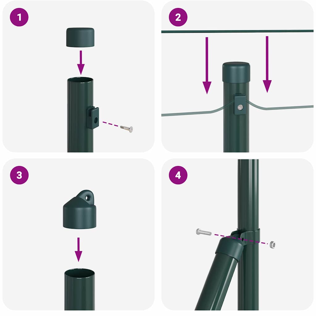 Ograda s postovima Zelena 0,6 x 50 m Čelik i PVC
