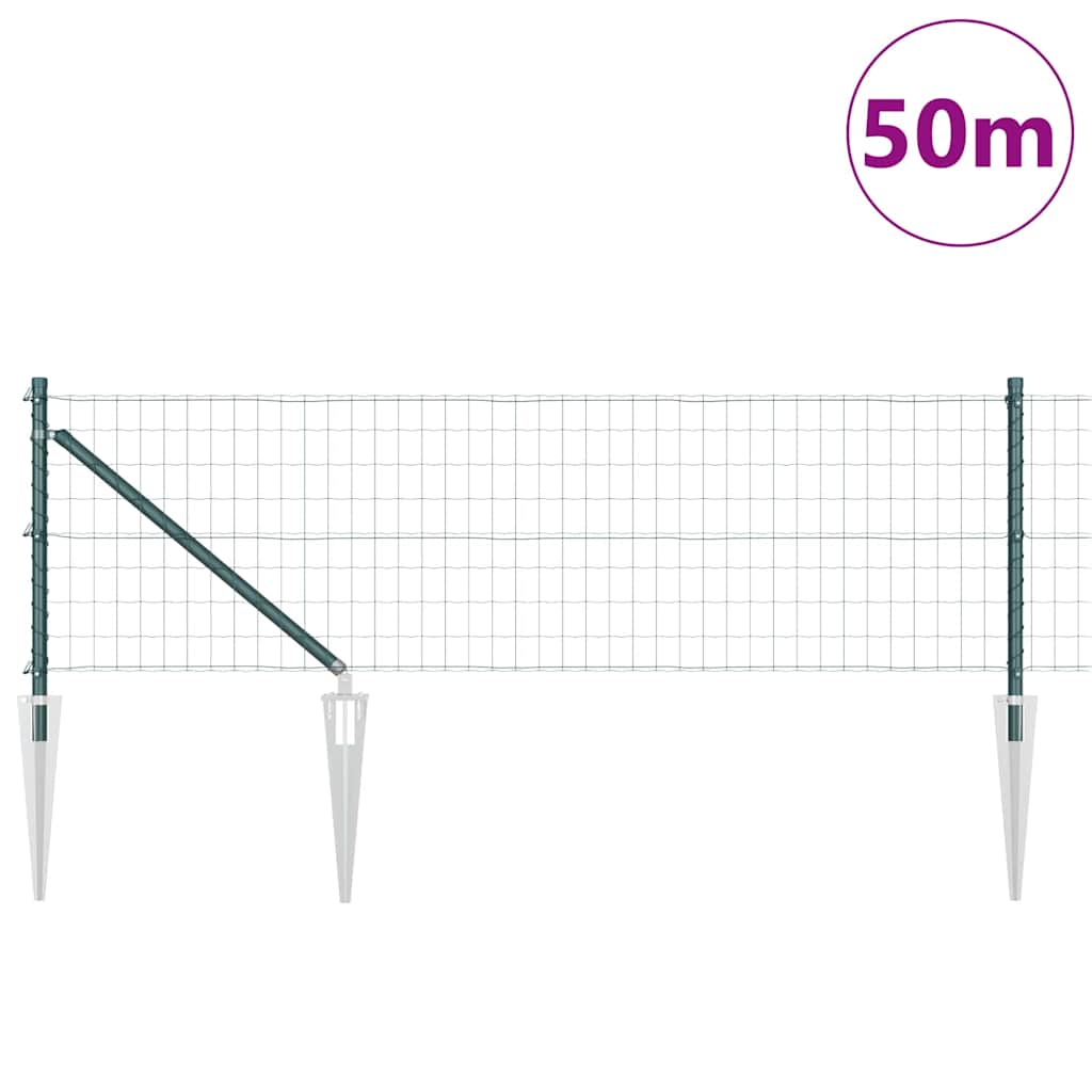 Ograda s postovima Zelena 0,6 x 50 m Čelik i PVC