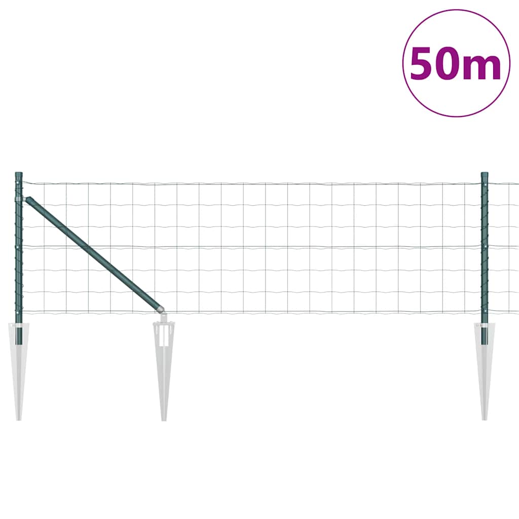Ograda s postovima Zelena 0,4 x 50 m Čelik i PVC
