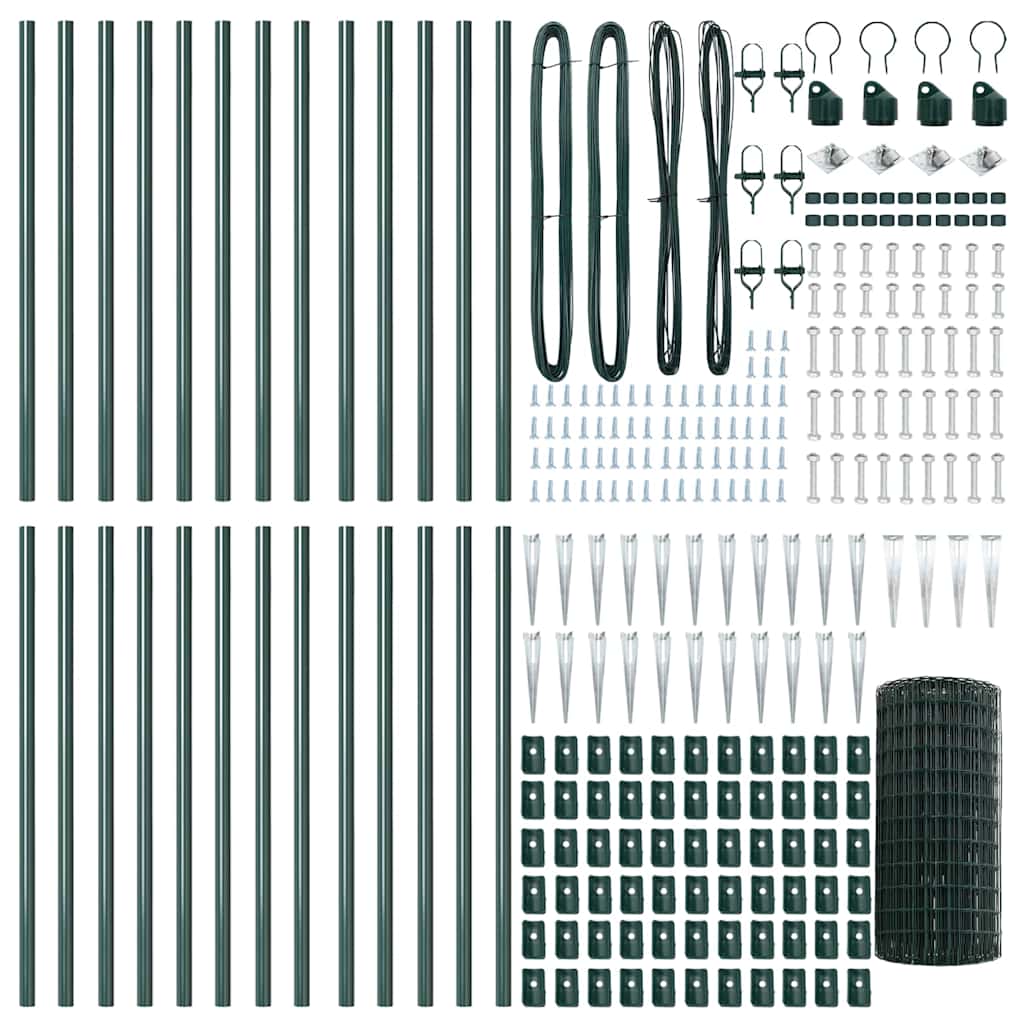 Ograda s postovima Zelena 0,6 x 50 m Čelik i PVC