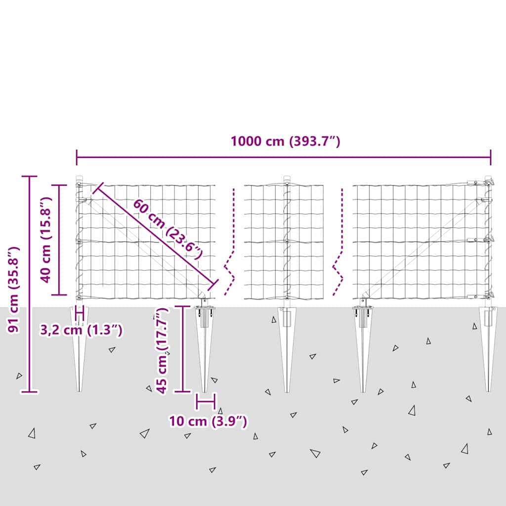 Ograda s postovima Zelena 0,4 x 10 m Čelik i PVC
